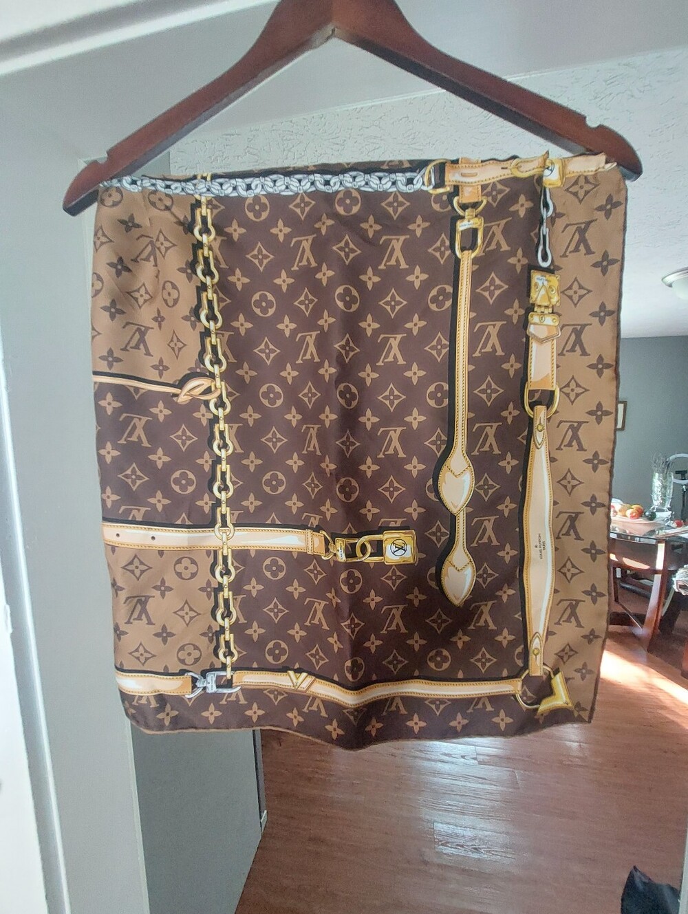Authentic Louis Vuitton Brown & Tan Monogram Silk Scarf. Orig. cost $485 (2023)